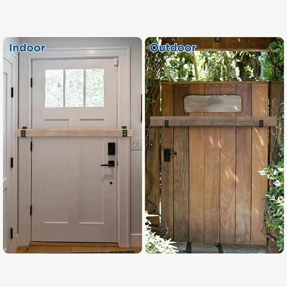 2 Pcs Metal Open Rod Support U-bracket Anti-slip Detachable Door Safety Barricade Support Door Barrier Protection Black