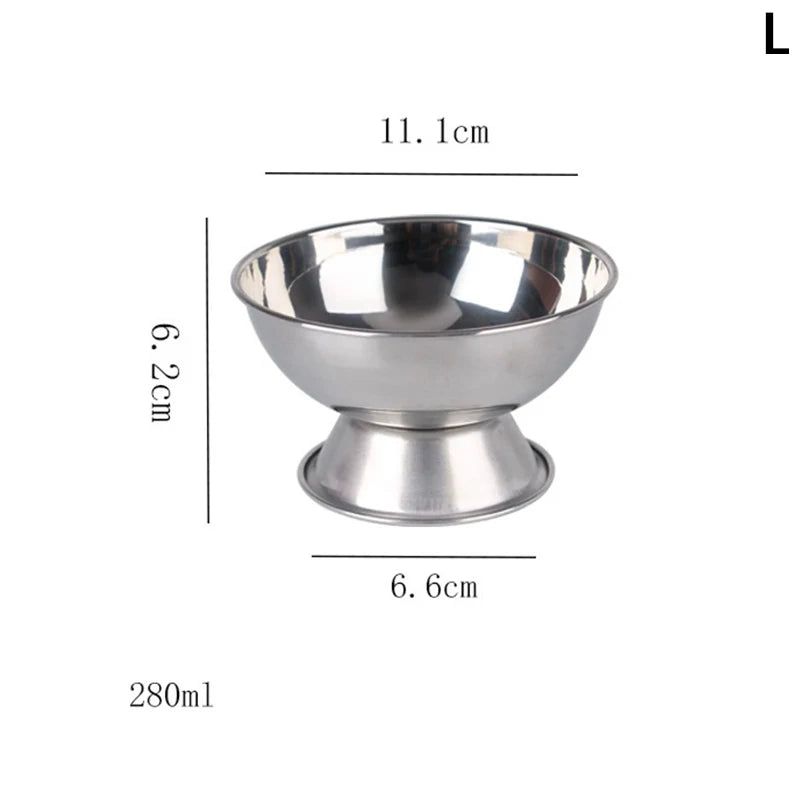 Ice Cream Cups Salad Bowl Stainless Steel Bowl Dessert Fruit Plate Snack Dish Party Supplies