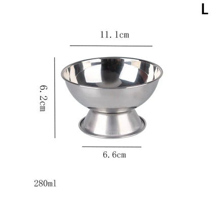 Ice Cream Cups Salad Bowl Stainless Steel Bowl Dessert Fruit Plate Snack Dish Party Supplies