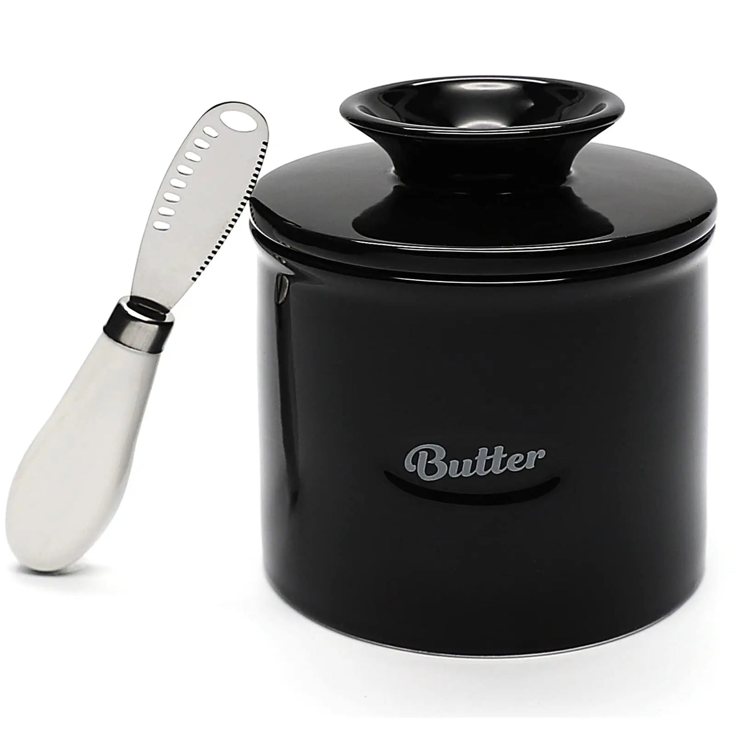 French Butter Crock For Counter With Butter Knife On Demand Spreadable Butter Ceramic Bell Style Butter Jar Butter Dish with Lid