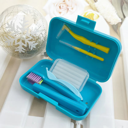 1 Box Portable Travel Dental Cleaning Set Oral Cleaning Care Toothbrush Interdental Brush Teeth Whitening Orthodontic Care Kit