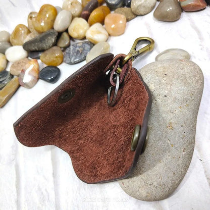 blongk Car Key Case on Waist Small Key Pouch Genuine Leather Key Organizer Key Bag Mini Car Key Holder Men Women 1608