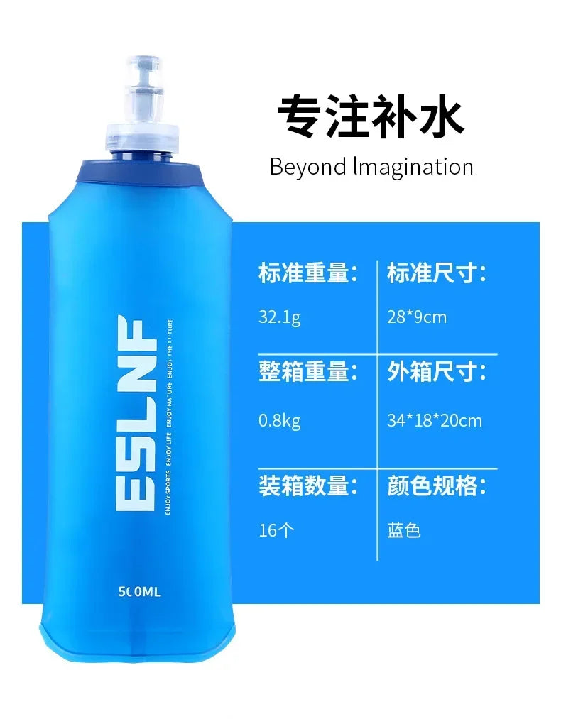 500ml Outdoor Sport Camping Running Sport Bicycle Soft Water Bottle Folding TPU Soft Flask Water Bag