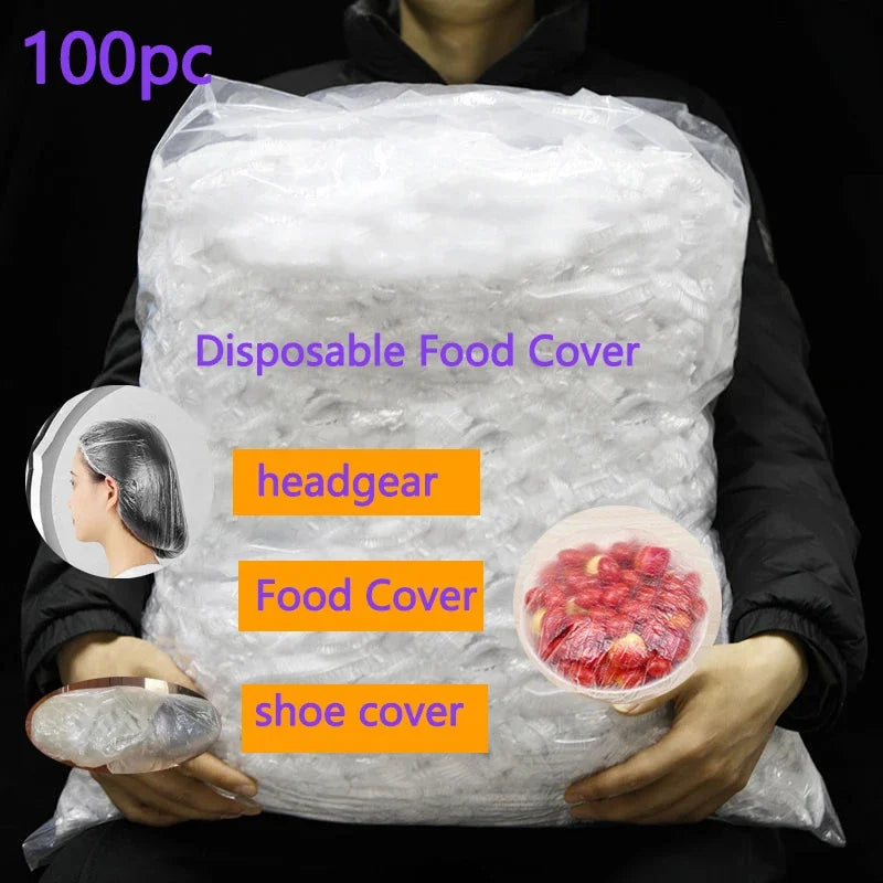 50/500PC Disposable Food Cover bags Elastic Plastic Wrap Food Reusable Dustproof Waterproof Hair Hat Shower Bowl Cap Fresh cover