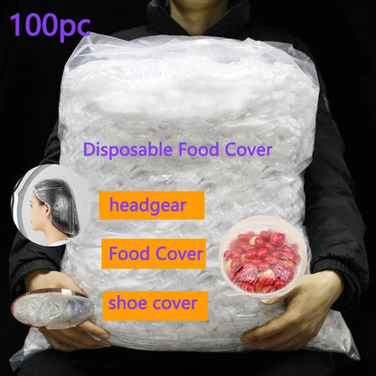 50/500PC Disposable Food Cover bags Elastic Plastic Wrap Food Reusable Dustproof Waterproof Hair Hat Shower Bowl Cap Fresh cover