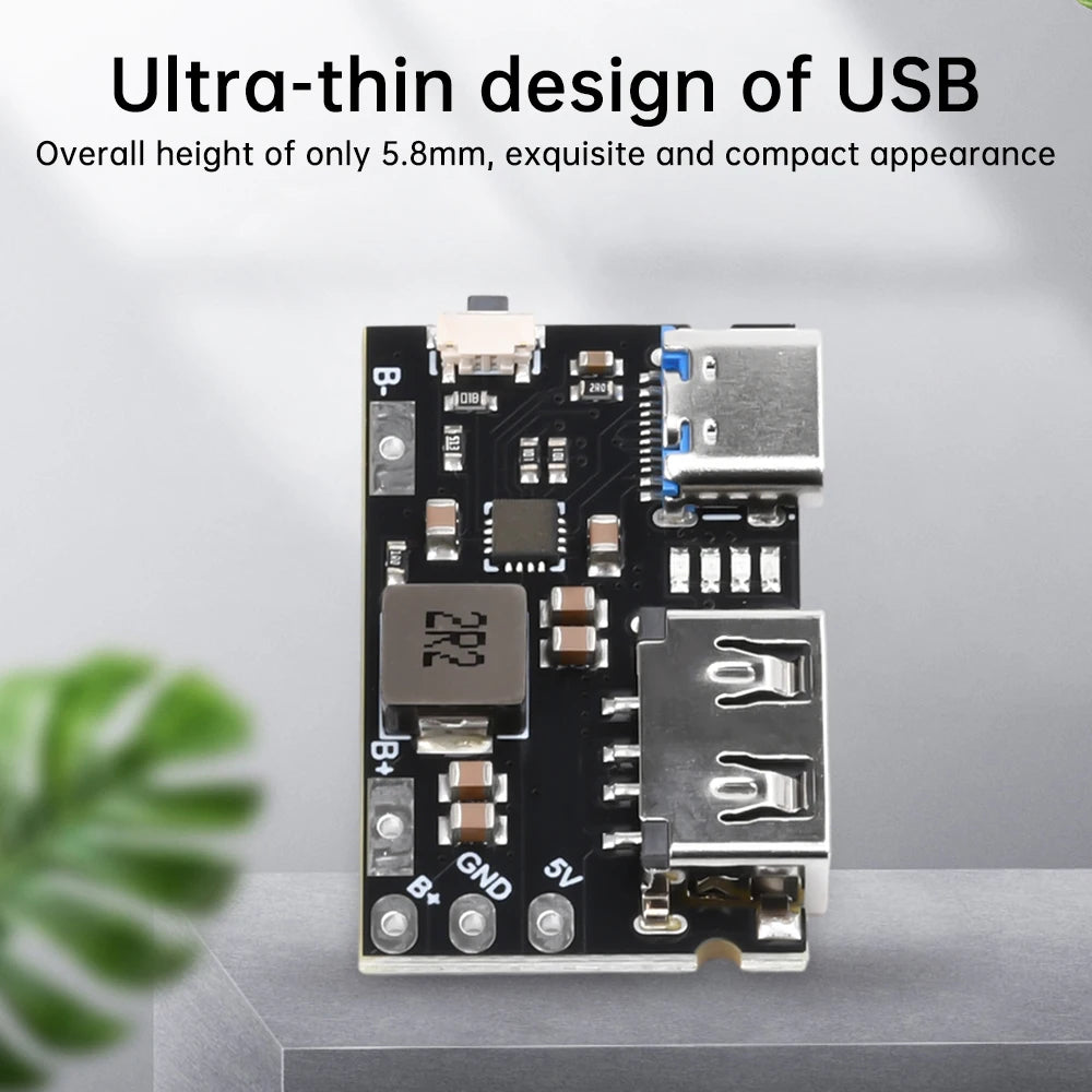 5V TYPE C + USB A 2.4A Charger Discharger Module Single Lithium Battery Charger Board Supports Charging And Discharging