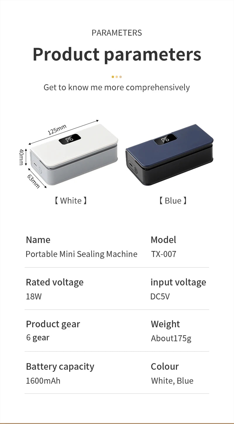 Mini Bag Sealer Plastic Bag Heat Sealer Plastic Bag Sealing Machine USB Rechargeable Portable Package Bags Sealer