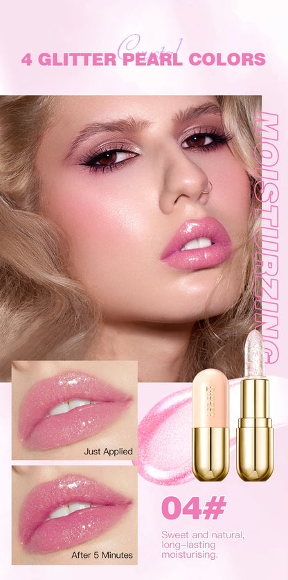 QIBEST Glitter Jelly Lipstick Lip Balm Colors Changing Lipstick Moisturizing Makeup Water Glossy Transparent Lip Stain Cosmetics