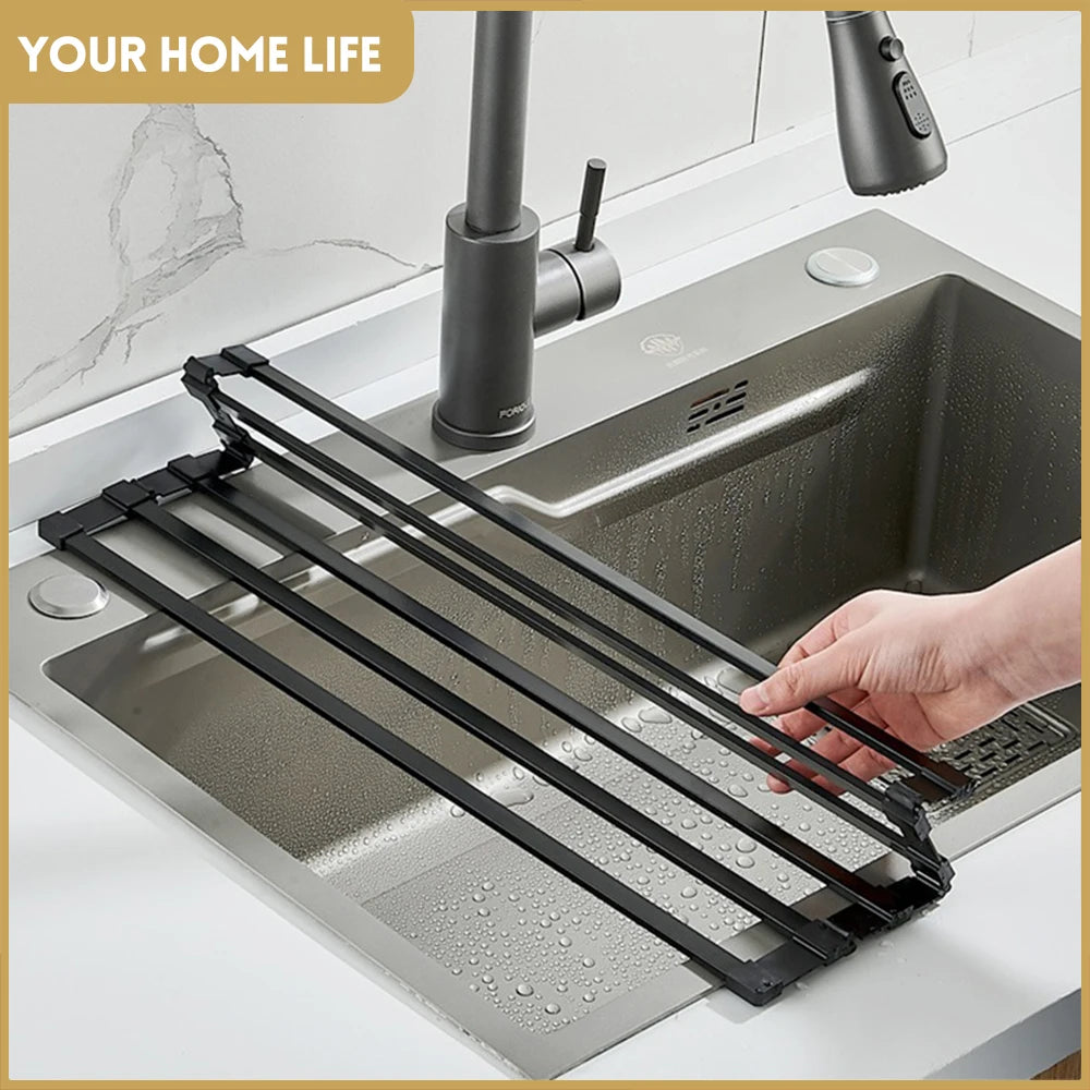 Roll up Dish Drying Rack Over The Sink for Kitchen Portable Aluminum Dish Rack Foldable Dish Drying Racks No rust No mildew New
