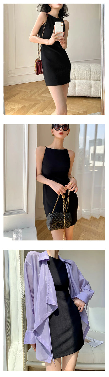 Jielur Summer Women New Spaghetti Strap Elegant Party Mini Dress Female Fashion Sexy Ladies Sleeveless Clothes