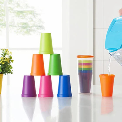 7pcs Rainbow Plastic Cups Set Reusable Water Mug Picnic Travel Trendy Funny Portable Rainbow Suit Cup Party Kids Drink Cup