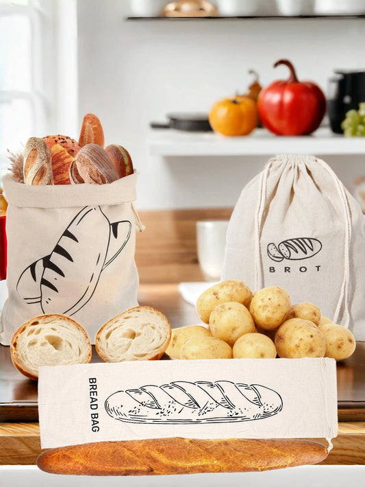 1Pc Bread Bag Linen Bread Bags for Homemade Bread Container Unbleached & Reusable Bread Storage, Natural Large Storage for Artis