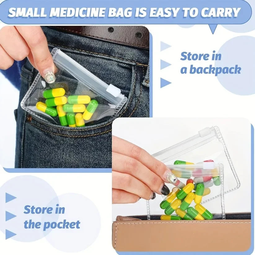 Reusable Self-Sealing White 5/10/20pcs Medicine Bags Zipper Lure Bag Hand Washable with Jewelry Storage and Travel Accessories