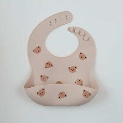 Baby silicone bib, bear bib, baby eating, children's complementary food, saliva bib, waterproof saliva towel