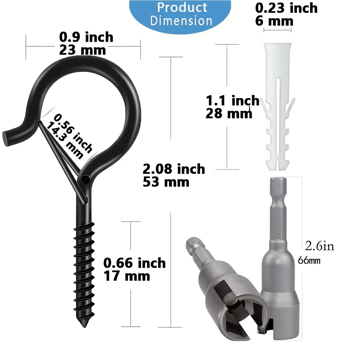 Hanger Hooks with Safety Buckle,Windproof Screw Hooks for Hanging Outdoor String Lights,Ceiling Hooks  Plants,Christmas Lights