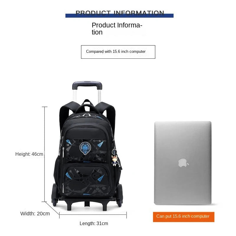 School Rolling Backpacks School bags for Boys Trolley bag with Wheels Waterproof Orthopedic School Bag Student Wheeled Backpack