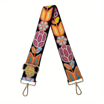 1pc Adjustable Crochet Flower Guitar Strap For Handbags Colorful Crossbody Shoulder Replacement Strap Artisan  Purse Accessory