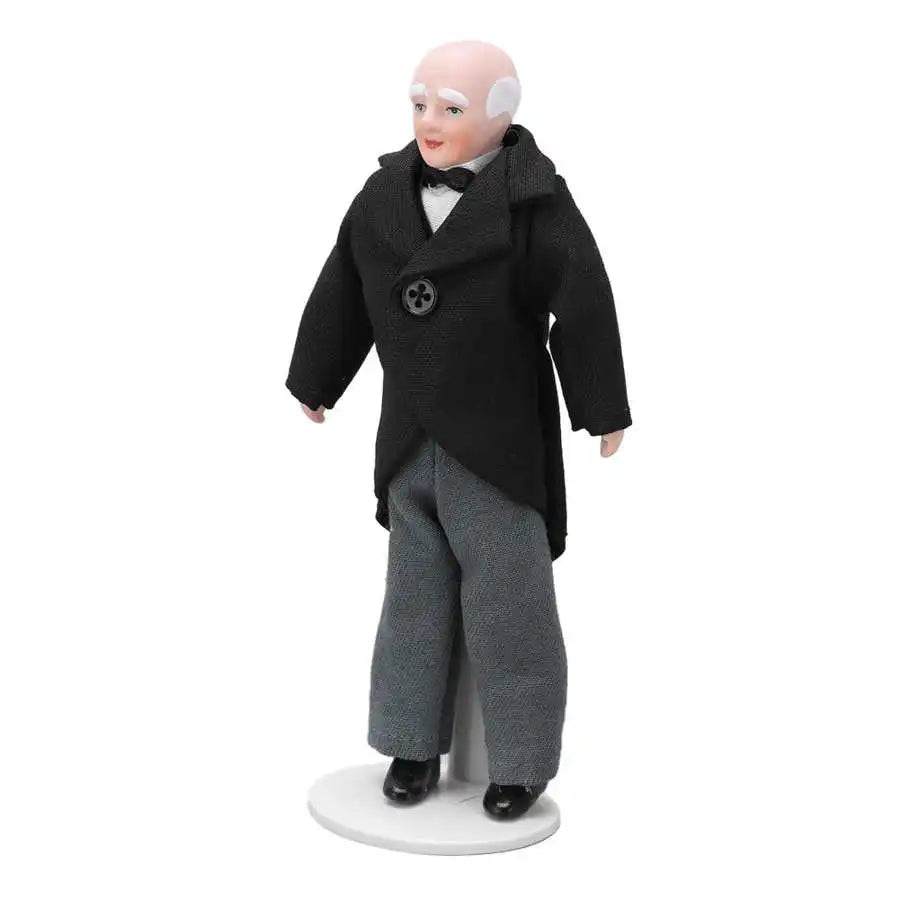 Doll House Servant 1:12 Doll House Miniature Turnable Ceramic Victorian Servant Toy Decoration with Stand