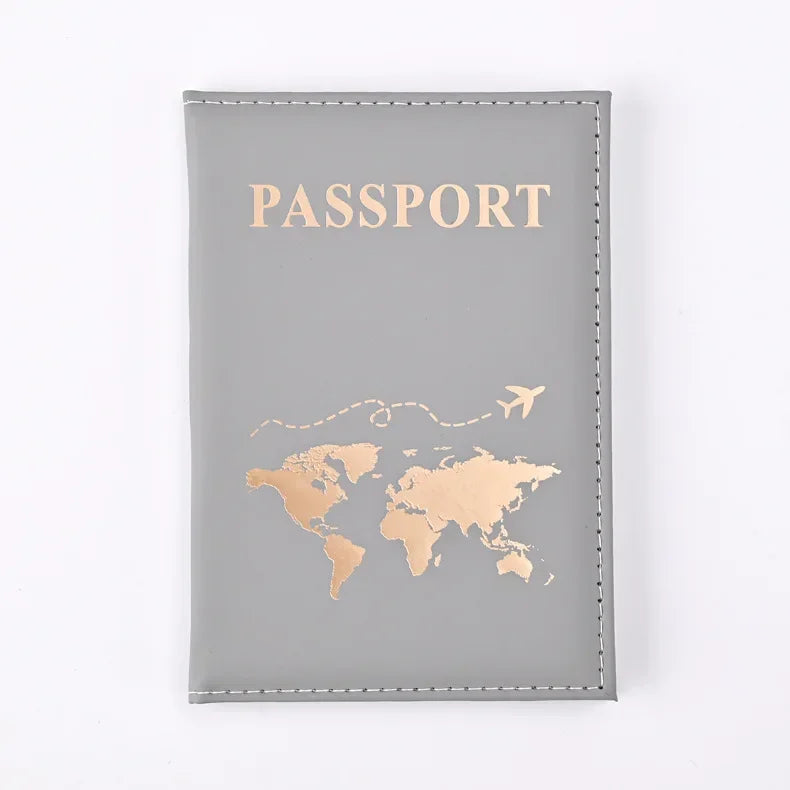 Travel Gold Passport Holder Cover Case for Women Men PU Leather Ticket Map Passport Covers Passport Protective Accessories