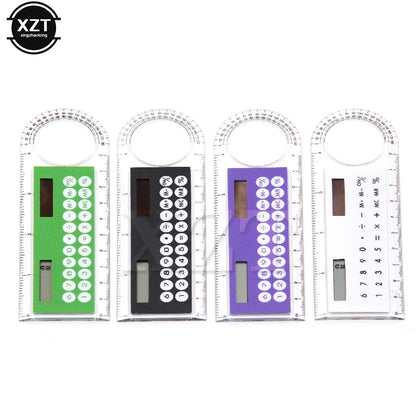 Student School Supplies Calculator Mini School Supplies Solar Transparent Ruler with Magnifier Portable Office Stationery
