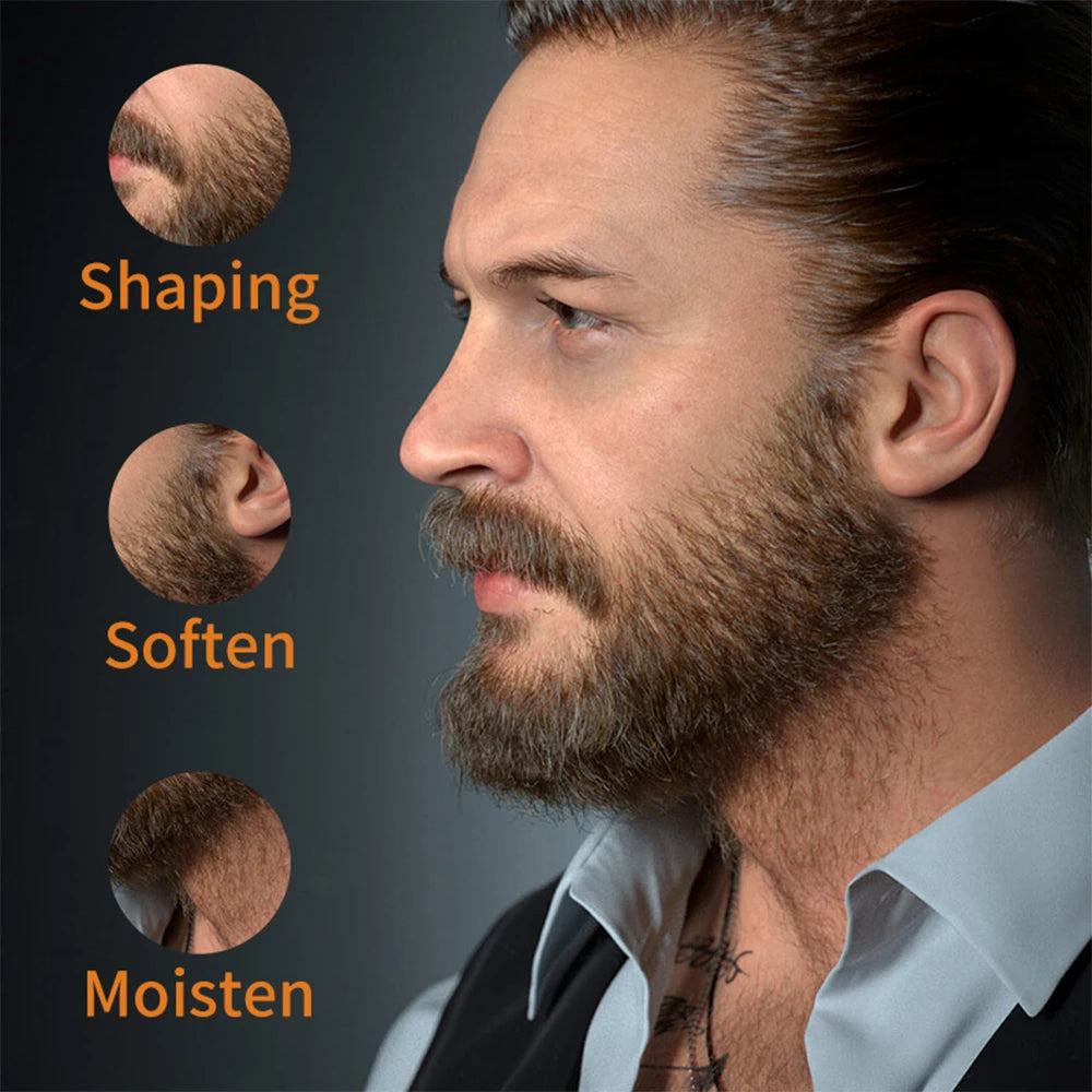 Natural Beard Balm And Beard Oil Moisturizing Smoothing Soften Beard Wax Cream Reduce Frizz And Split Ends Hair Care Essence Oil