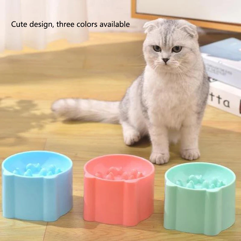 Dog slow food bowl small cat and dog anti-choking bowl neck protection design cat and dog feeding device pet supplies