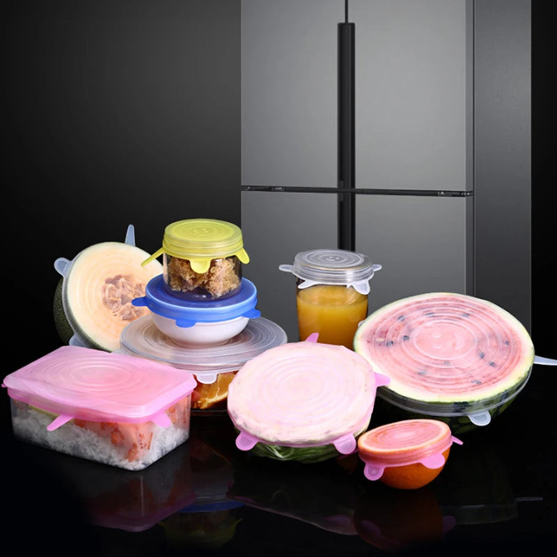 6/12Pcs/Lot Silicone Stretch Lids Universal Taper Pot Bowl Food Wrap Sealed Cover for Kitchen Cookware
