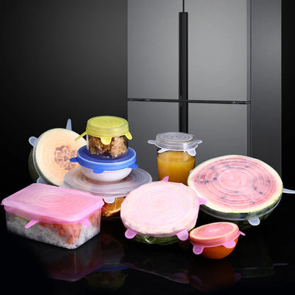 6/12Pcs/Lot Silicone Stretch Lids Universal Taper Pot Bowl Food Wrap Sealed Cover for Kitchen Cookware