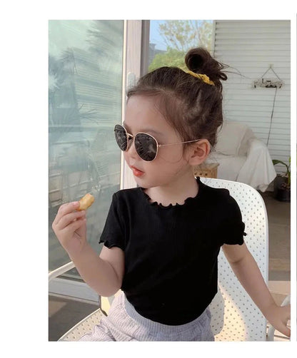 Baby Girls T-shirts for Kids Summer Sleeveless Knitted Tops Vest Outfits Girls Cute Halter Tops Tees Children Clothing 1-12 Year