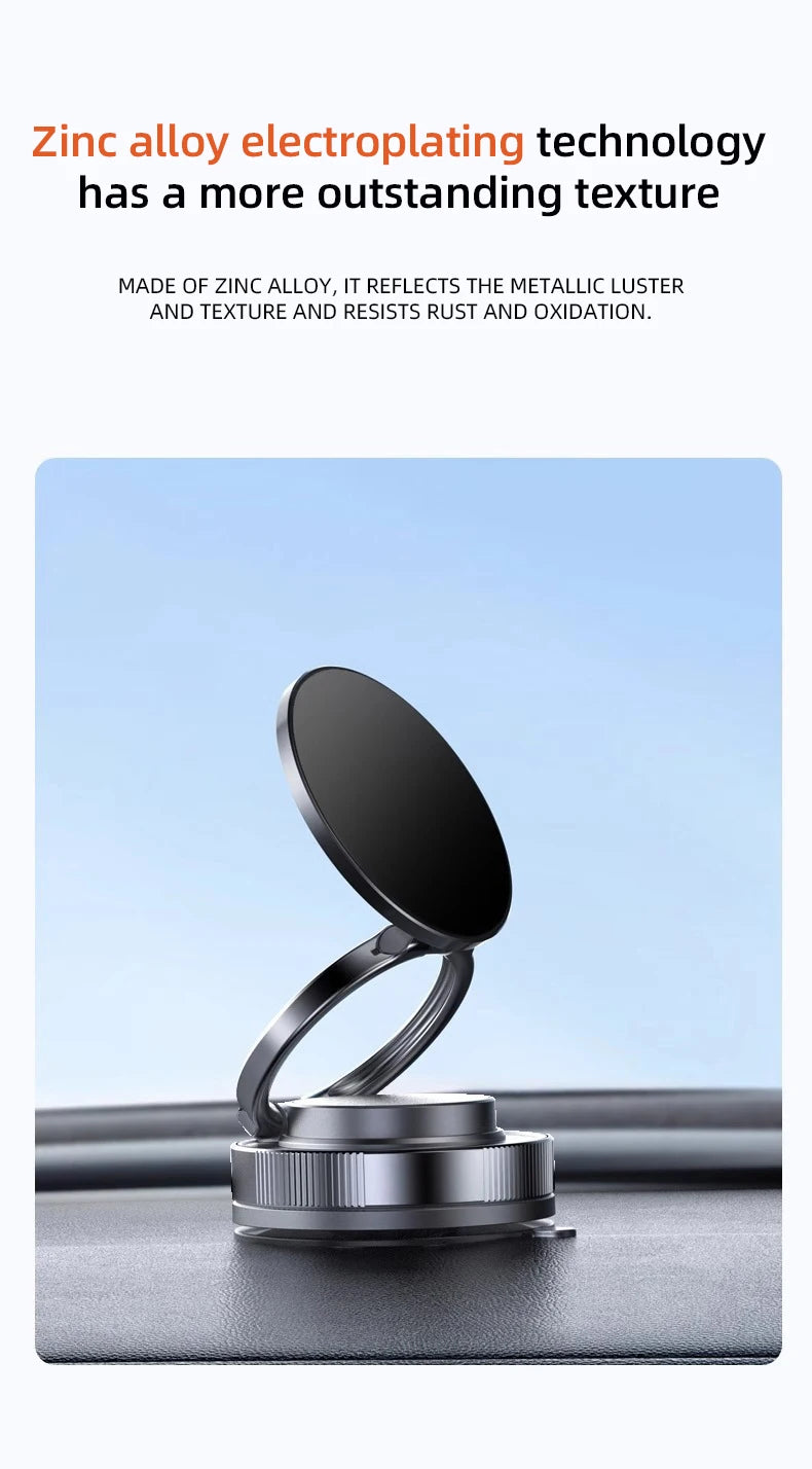 Foldable Car Phone Mount Dashboard Phone Bracket Ultra Magnetic Phone Holder 360 Degree Rotation Vacuum Suction Cup GPS Stand