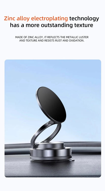Foldable Car Phone Mount Dashboard Phone Bracket Ultra Magnetic Phone Holder 360 Degree Rotation Vacuum Suction Cup GPS Stand