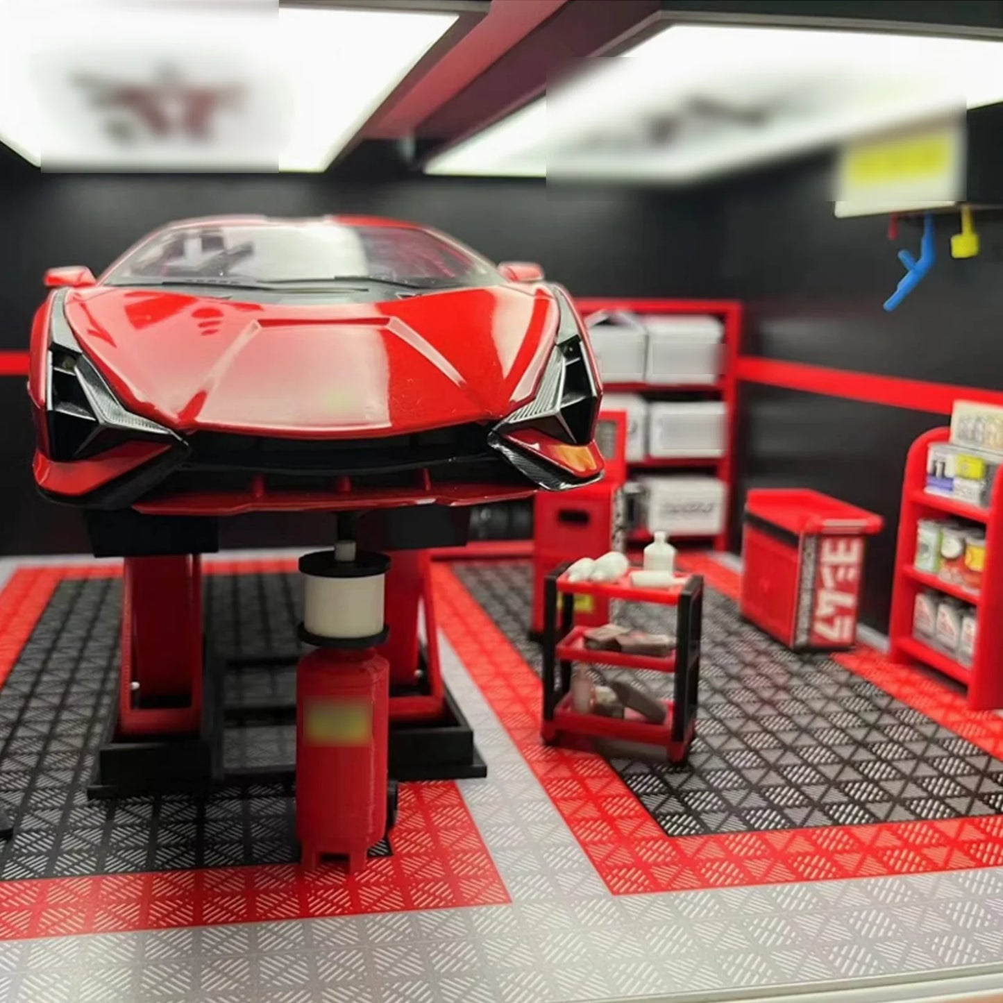 1:18 Car Model Repair Shop Diorama 9-Piece Modification parts Set for Collectors & Hobbyists Miniature Scene Display DIY Tools