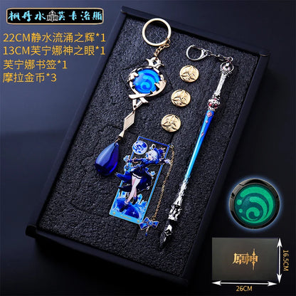 Genshin Impact Peripheral Bookmarks Vision of God Pendants Keychains Servant Weapon Models Combination Sets Gifts and Presents