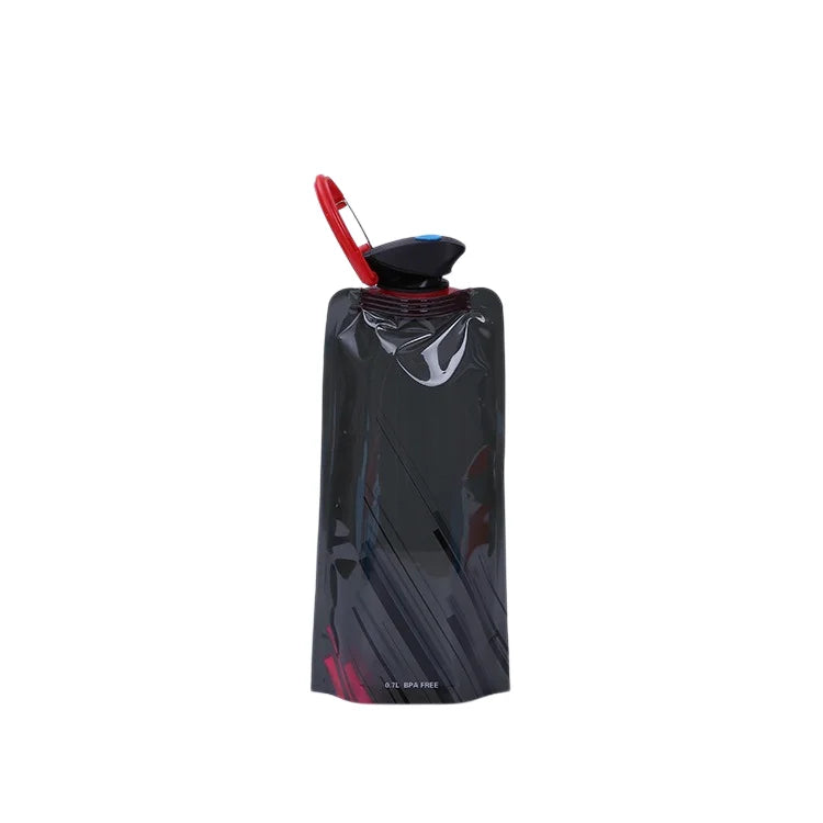 Foldable Water Bottles Flexible Reusable Travel Water Bottle Plastic Water Pouch Soft Flask Water Bag With Carabiner Clip
