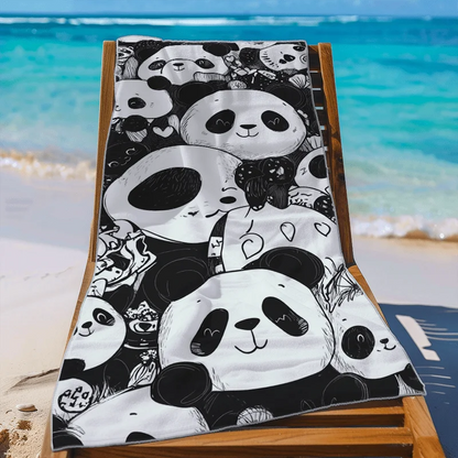 Beach Towel With Cute Panda Doodles Cartoon Beach Towel Design Sports Travel  Swim Pool Yoga More Suitable for Summer