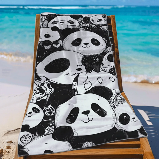 Beach Towel With Cute Panda Doodles Cartoon Beach Towel Design Sports Travel  Swim Pool Yoga More Suitable for Summer