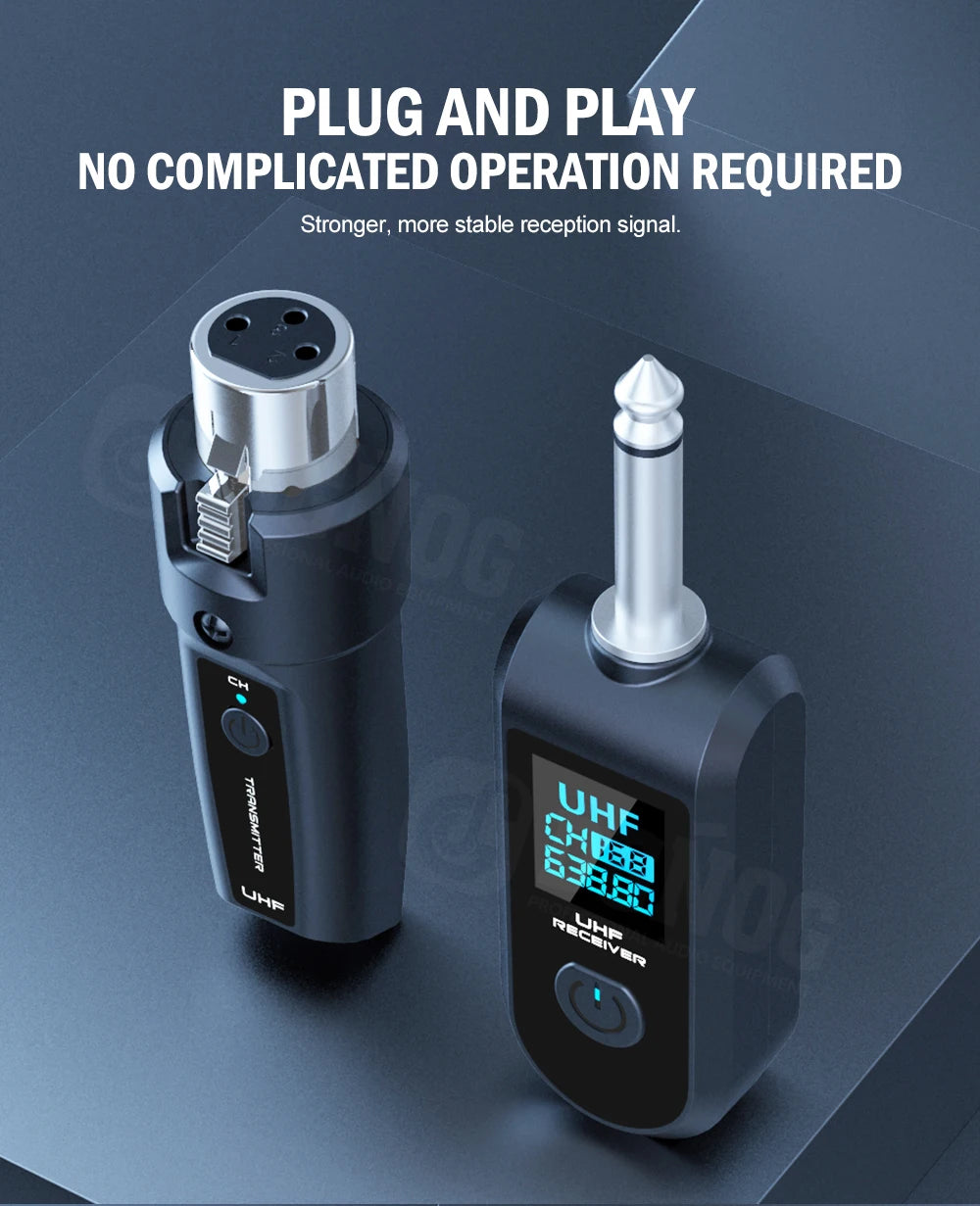 DGNOG UHF XLR Adapter System Wireless Microphone Transmitter Receiver System for Dynamic Microphone Guitar Audio Mixer PA System