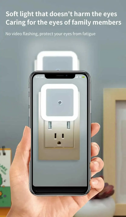 LED Night Light Smart Light Sensor Wall Lamp US EU Plug in Auto-On/Off Night Lamp for Bedroom Kitchen Hallway Stairs Nightlight