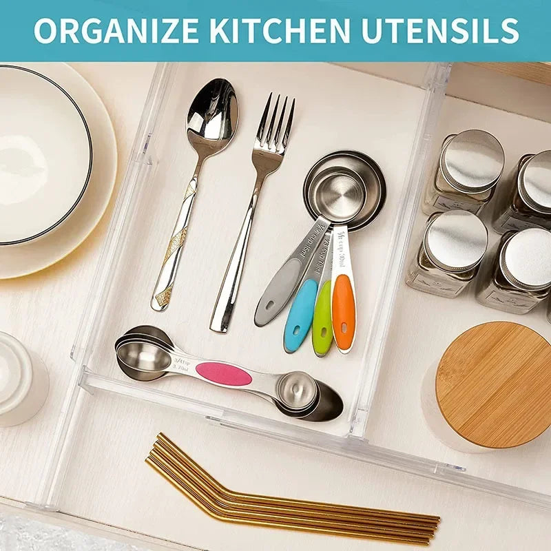 1/2/4/8PCS Drawer Dividers Organizers Adjustable Cabinet Storage Clothes Drawer Organizer Clear Drawers Separators Kitchen Tools