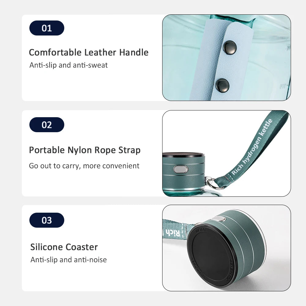 1.5L Hydrogen Water Bottle Hydrogen Rich Portable Sports Water Bottle Rich Molecular Hydrogen Water Generator Water Bottle