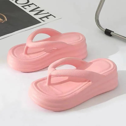 Thick Bottom Flip-flops Summer Fashion Women Slippers Soft Bottom Increase Anti-slip Anti-odor Beach Slippers Zapatos De Mujer