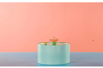 Cat Ceramic Flower Water Fountain Drinking Feeders Pets