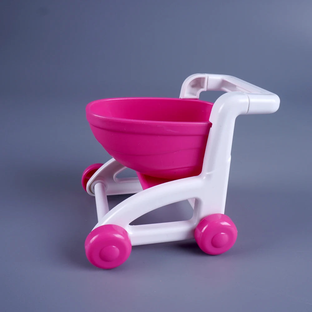 1:12 Miniature Furniture Shopping Cart Refrigerator Kitchen Shelve Mini Drink Dessert Food Dollhouse Kitchen Toy Model Gift