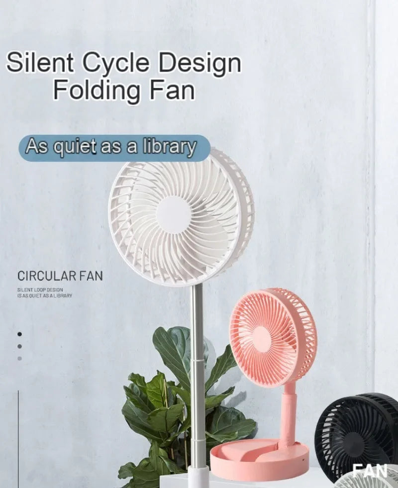 Retractable Electric Fan USB Charging Foldable Fan Portable Mini Four Speed Electric Fan Dormitory Outdoor Activity