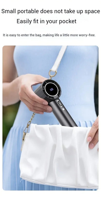 Mini Handheld Fan Portable Personal Highspeed Fan With Power Display USB Rechargeable Mute Handheld Fan Air Calculating Fan