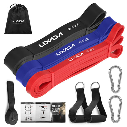 Lixada Pull Up Assist Bands Set Resistance Loop Bands Powerlifting Exercise Stretch Bands with Door Anchor Foam Handles Hooks
