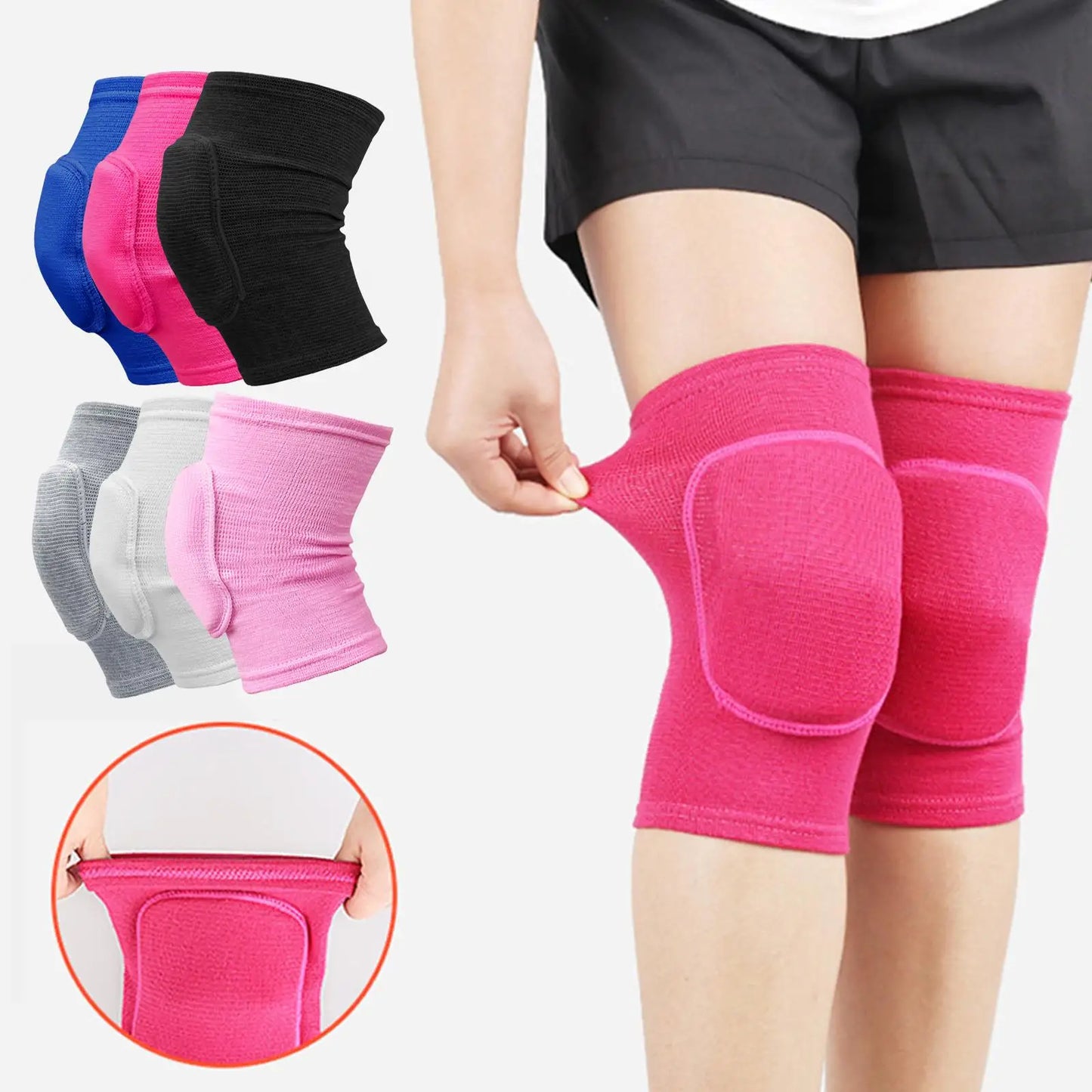 1 Pair Sports Compression Knee Pads Elastic Knee Protector Thickened Sponge Knees Brace Support For Dancing Workout Training