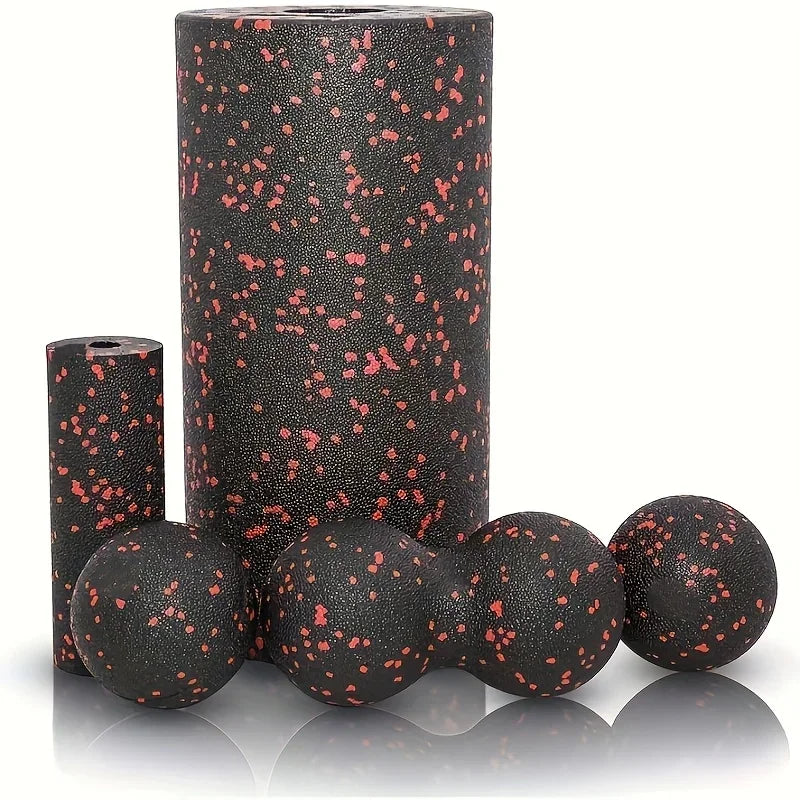 5pcs High-Density Foam Rollers Set - Muscle Massage, Yoga & Therapy, Includes Back Roller, Peanut Ball, Portable Exercise Tools