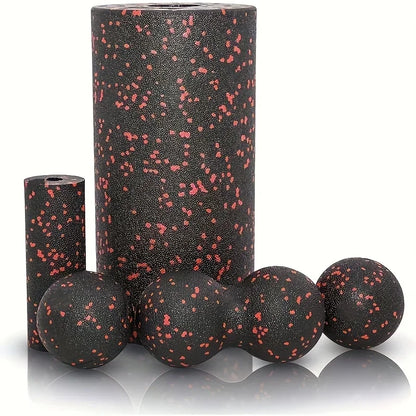 5pcs High-Density Foam Rollers Set - Muscle Massage, Yoga & Therapy, Includes Back Roller, Peanut Ball, Portable Exercise Tools