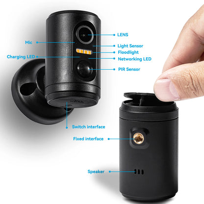 1080P Solar Mini Camera Wifi Recharge Battery Indoor PIR Human Detection Wireless CCTV Surveillance IP Home Alarm Video Cameras